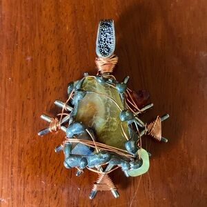Male Energy Semiprecious stone wire wrapped pendant- very spiritual!